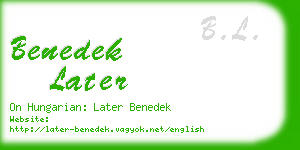 benedek later business card